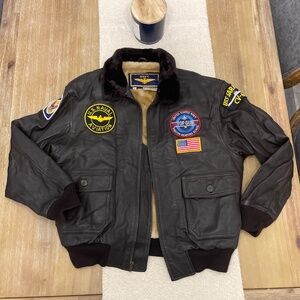 Leather aviation jacket